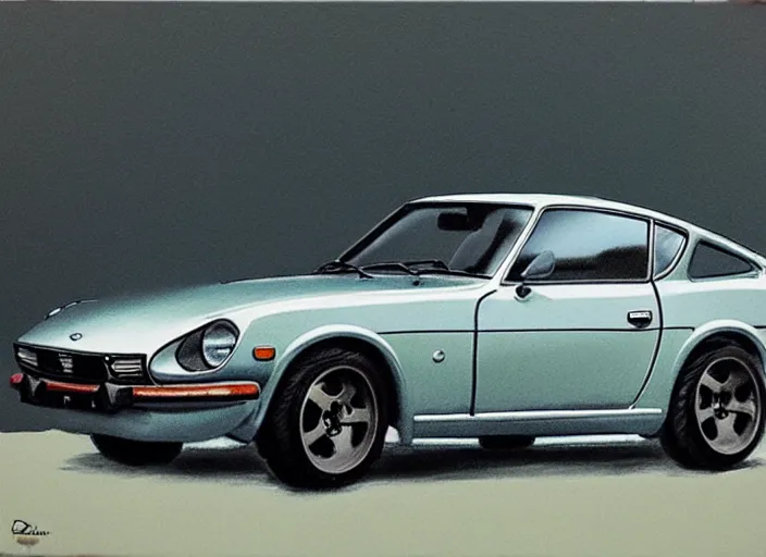 Image similar to a datsun 2 4 0 z in the art style of friedrich, caspar david