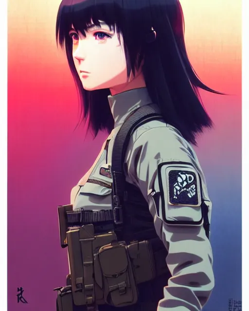 Image similar to girl wearing tactical gear | | very very anime!!!, fine - face, audrey plaza, realistic shaded perfect face, fine details. anime. realistic shaded lighting poster by ilya kuvshinov katsuhiro otomo ghost - in - the - shell, magali villeneuve, artgerm, jeremy lipkin and michael garmash and rob rey