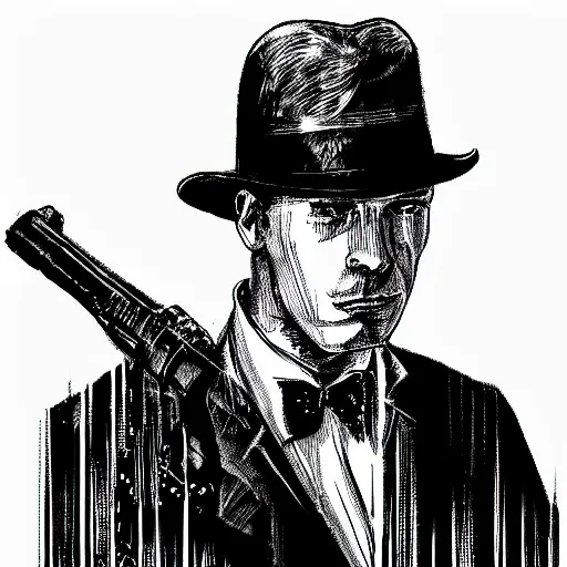 Prompt: A LA noir detective in the style of crosshatching.