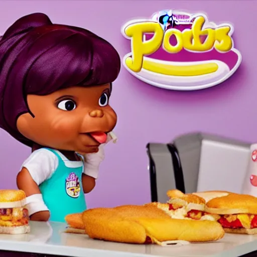 Image similar to fat doc mcstuffins eating mcdonald's, cartoon, extremely detailed, realistic