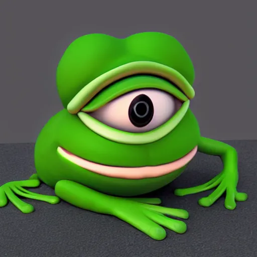 Image similar to realistic pepe the frog, 8 k, blender render, ultra realistic