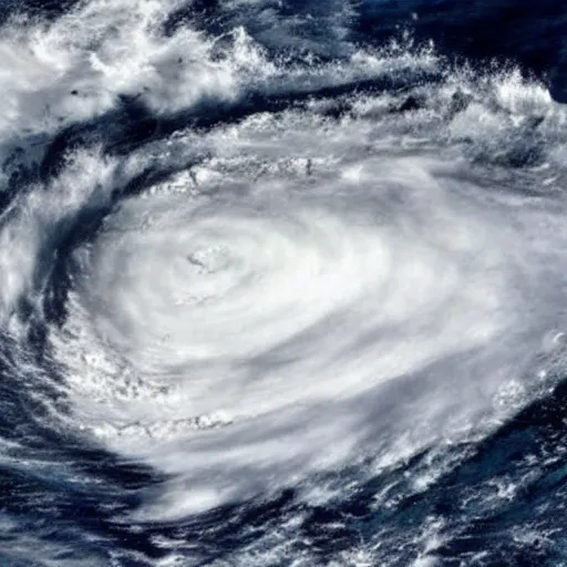 Prompt: A realistic photo of a giant storm in the ocean