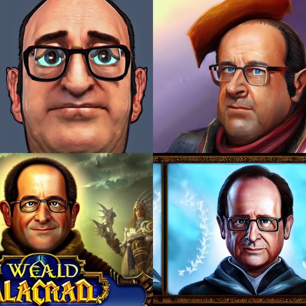 Prompt: portrait of Francois Hollande in world of warcraft style