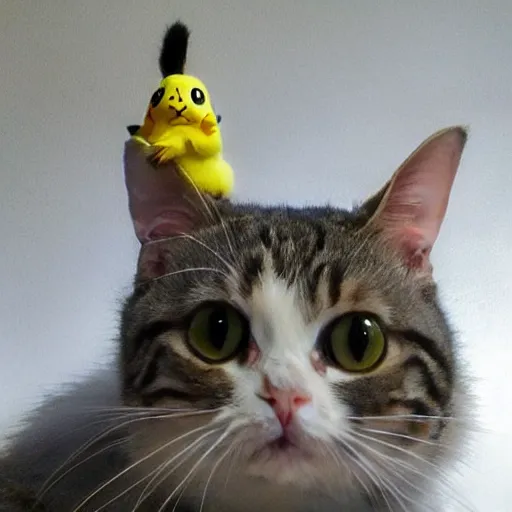 Image similar to pikachu with a cat face. Photorealistic. 8k. Trending on Reddit