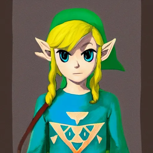 Prompt: a children\'s portrait of Zelda in Link\'s Awakening