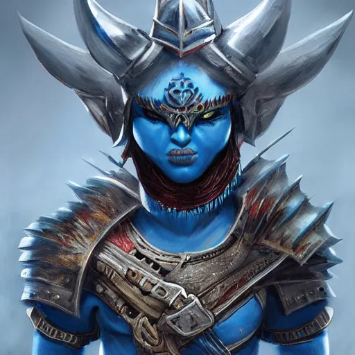 warrior smurf wearing war paint and intricate armor, | Stable Diffusion