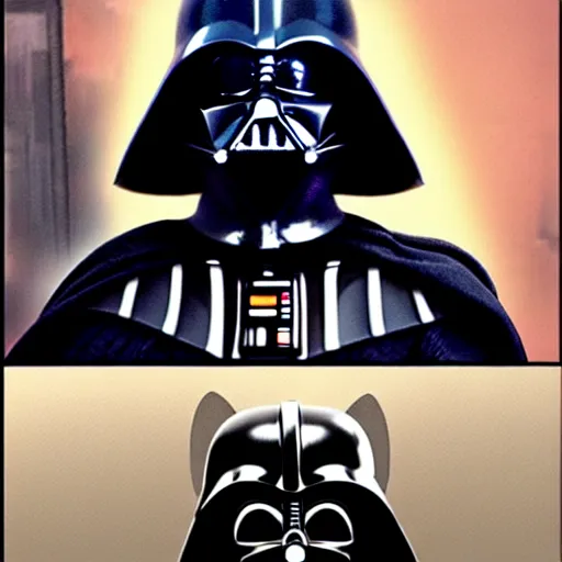 Image similar to darth vader is secretly a cat