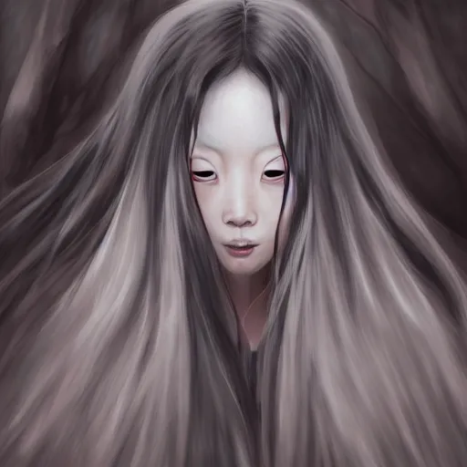 Image similar to sadako from the ring, matte painting by artgerm, artstation