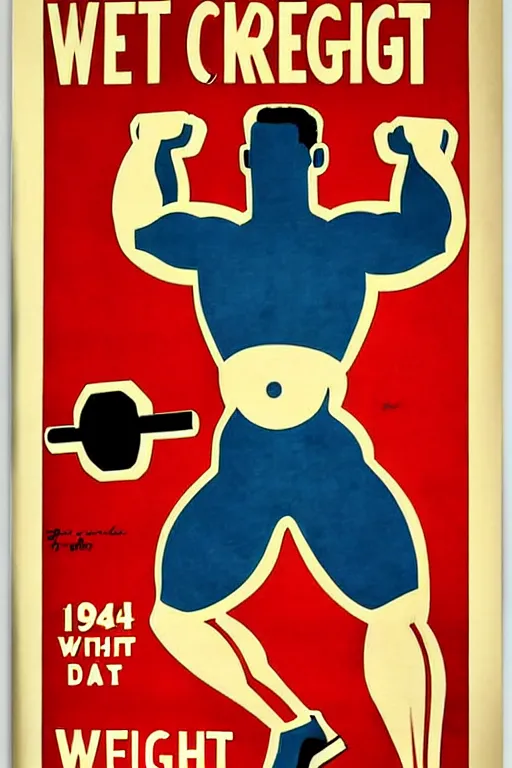 Image similar to 1940s weightlifting art poster