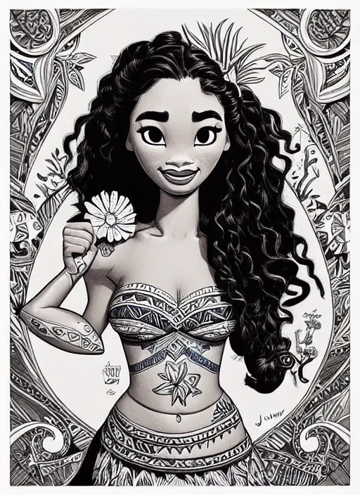 Image similar to highly detailed portrait of disney's moana, magnificent, photographic realistic background, by james gilleard, by joe fenton, by kaethe butcher, trending on instagram, award winning details