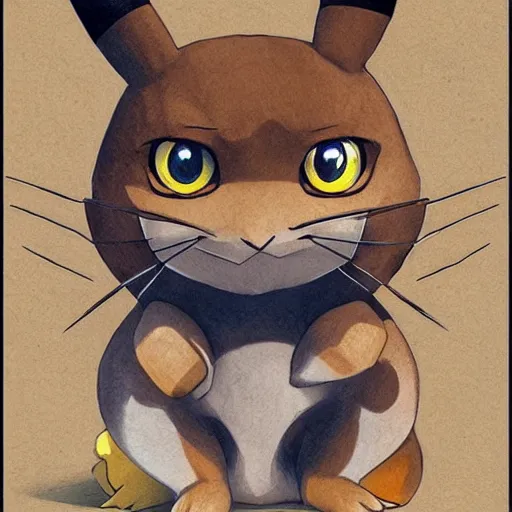 Image similar to half pikachu, half cat, pokemon, intricate detail, trending on artstationhq