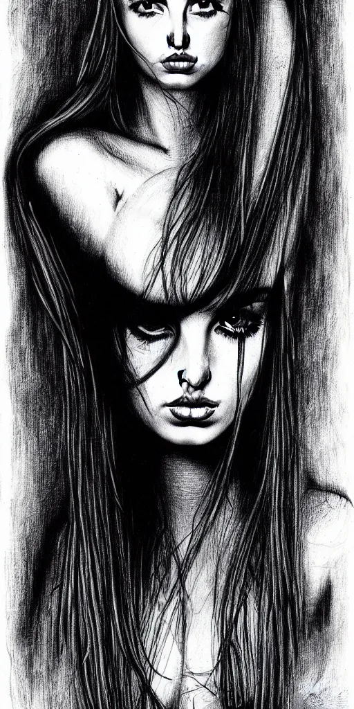 Prompt: ana de armas drawn by hr giger