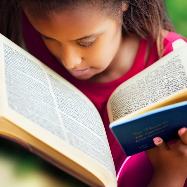 Prompt: photo of a girl reading a book, highly detailed, 4 k, hdr, smooth, sharp focus, high resolution, award - winning photo