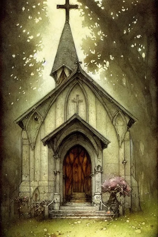 Image similar to (((((1950s fairy tale church . muted colors.))))) by Jean-Baptiste Monge !!!!!!!!!!!!!!!!!!!!!!!!!!!