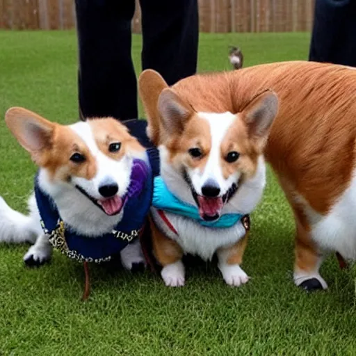 Image similar to The corgis overthrow Queen Elizabeth II