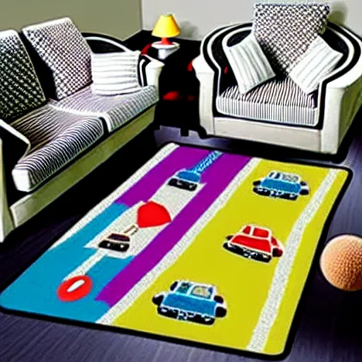 Image similar to a futuristic kids road map carpet rug