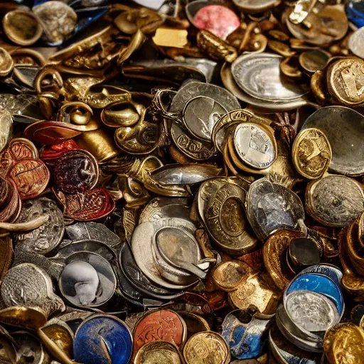 Prompt: A hoard filled with riches and treasure lost to time, ultra-high definition, 4K, museum quality photo