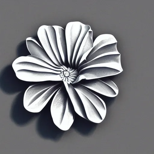 Image similar to a hibiscus flower made of metal, reflective, shiny, realistic, trending on art station