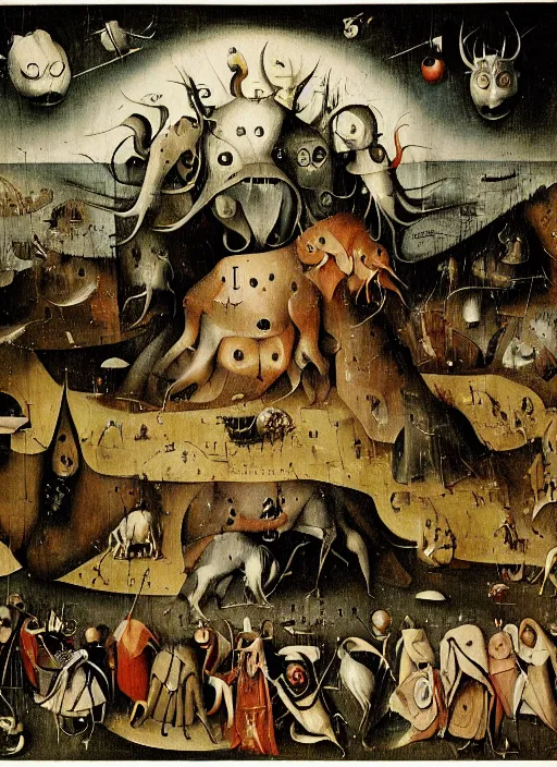 Prompt: The Great Beast, artwork by Hieronymus Bosch