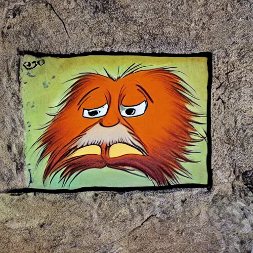 Image similar to Ancient cave paintings of The Lorax-W 910