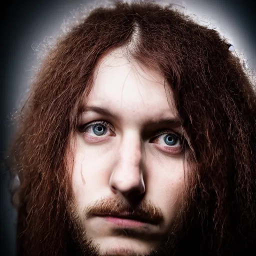 Image similar to a portrait photograph of a lead singer of german metal band, 2 4 year - old. portrait canon 8 5 mm f 1. 2 photograph head and shoulders portrait