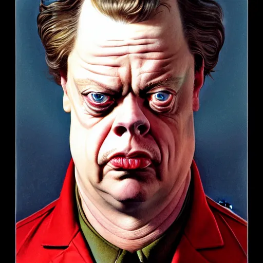 Prompt: dramatic upper body portrait of steve buscemi as baron harkonnen by norman rockwell and boris vallejo, artstation, concept creature character art, Dune 2021