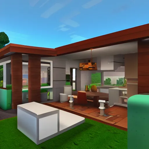 Prompt: a modern day house in roblox, 4 k hd, digital art