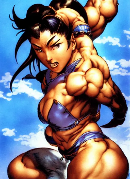 Image similar to portrait, chun - li from street fighter, by greg staples, frank frazetta, dorian cleavenger, sharp focus, intricate, summer day, sunlight, soft lighting, detailed