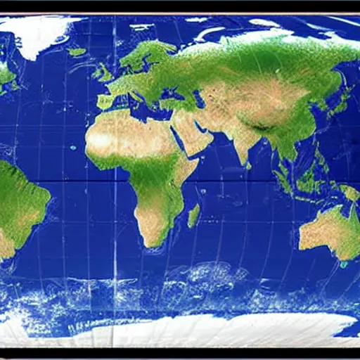 Prompt: The earth mapped onto a 2d surface