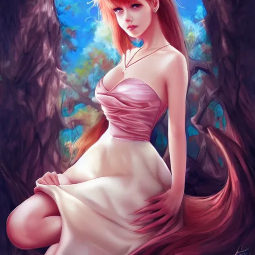 Prompt: Beautiful alluring Squirrel portrait in satin dress by Artgerm and WLOP, Pixiv