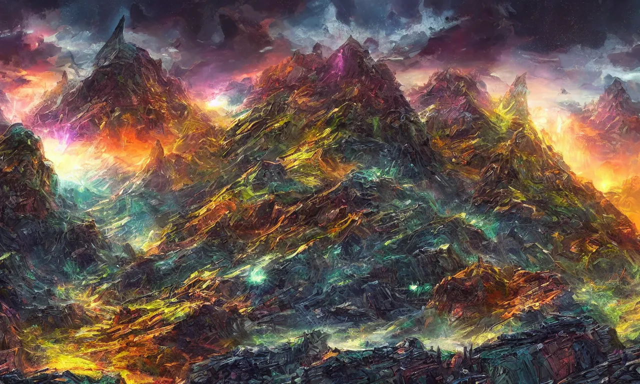 Image similar to Epic Sci Fi Landscape, wide angle, colorful, detailed