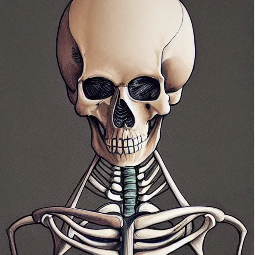 Image similar to skeleton portrait by james jean and Jason Chan