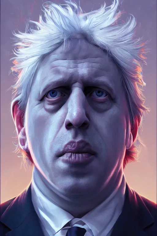 Image similar to Boris Johnson as Rick Sanchez, realistic portrait, symmetrical, highly detailed, digital painting, artstation, concept art, smooth, sharp focus, illustration, cinematic lighting, art by artgerm and greg rutkowski and alphonse mucha