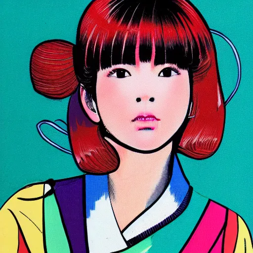 Image similar to a portrait of a girl, japanese 8 0 s pop color scheme