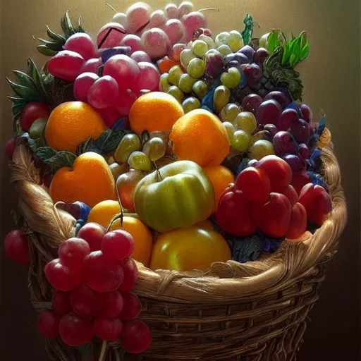 Prompt: photorealistic heaven made of fruit basket, detailed, centered, digital painting, artstation, concept art, donato giancola, joseph christian leyendecker, wlop, boris vallejo, breathtaking, 8 k resolution, extremely detailed, beautiful, establishing shot, artistic, hyperrealistic, beautiful face, octane render, cinematic lighting, dramatic lighting, masterpiece