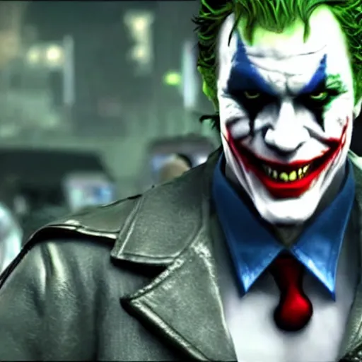 Prompt: heath ledger joker in tekken 7, gameplay, fighting, crazy,