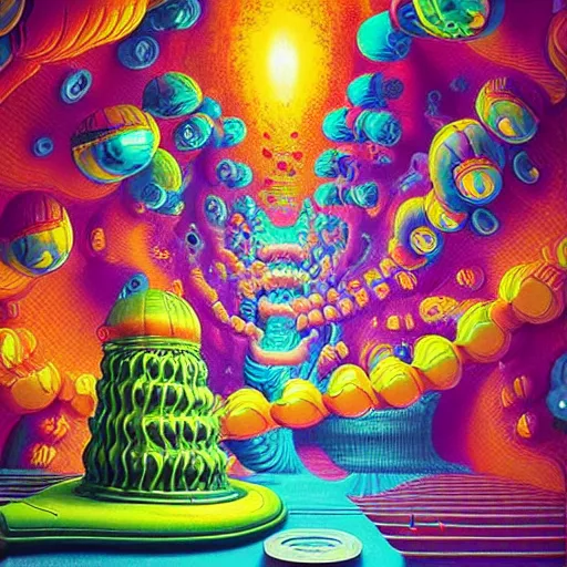 Image similar to jelly rococo gel banana bursting plasma and colorful auras, liquid, drippy, splashing, scifi 3 d paint spray by beeple, rob gonsalves, jeff koons, jacek yerka, m. c. escher