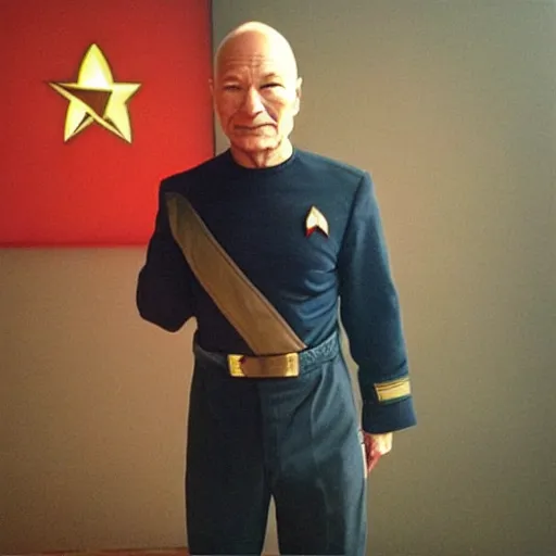 Image similar to “Patrick Stewart wearing his starfleet captains uniform”