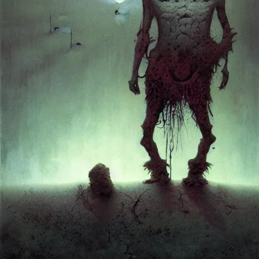 Prompt: end of the world, grunge, horror, loony toons style, illustrated by zdzisław Beksiński and greg rutkowski.