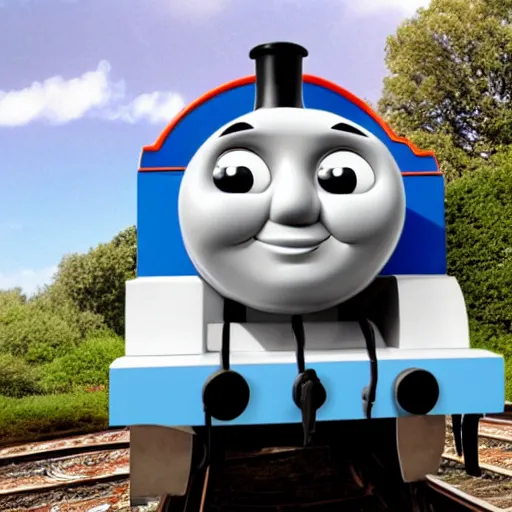 Prompt: thomas the tank engine getting married at his wedding