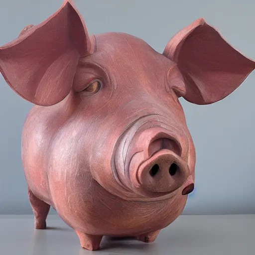 Image similar to sculpture of a pig, work in progress