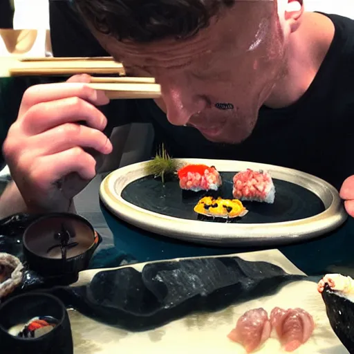 Image similar to Gollum eating sushi, go pro 360 footage air