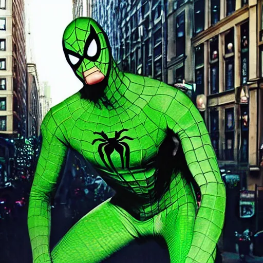 Image similar to green spiderman