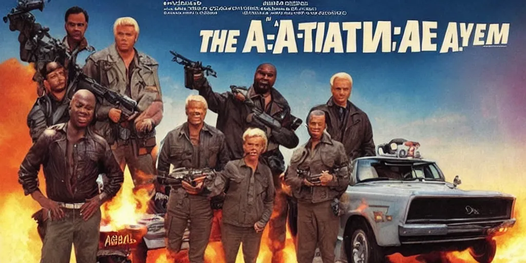 Prompt: The A-Team in the year 2030, very detailed, realistic, cinematic masterpiece