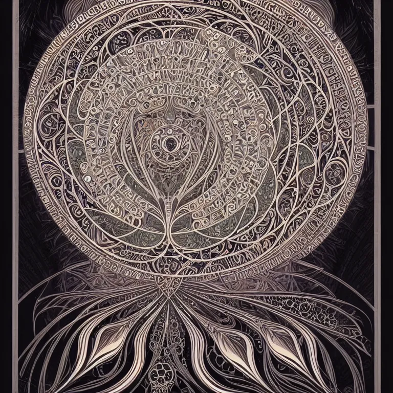 Image similar to psychedelic sacred geometry, intricate, sophisticated, ultra realistic, incredibly detailed, diagram, illustration, fractal, trending on artstation by markus kosel and alphonse mucha - n 9