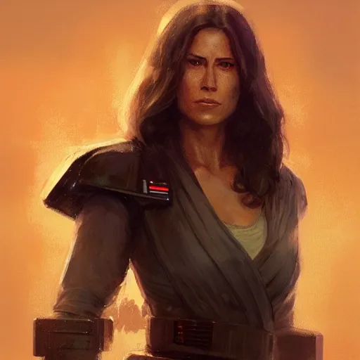 Image similar to portrait of a woman by greg rutkowski, old jedi master jaina solo, star wars expanded universe, she is about 6 0 years old, highly detailed portrait, digital painting, artstation, concept art, smooth, sharp foccus ilustration, artstation hq