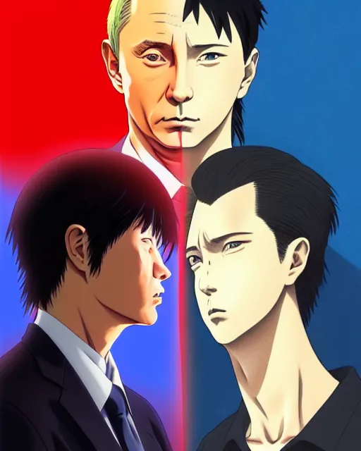 Image similar to portrait Anime guy as Putin. fine-face, pretty face, realistic shaded Perfect face, fine details. Anime. realistic shaded lighting by Ilya Kuvshinov katsuhiro otomo ghost-in-the-shell, magali villeneuve, artgerm, rutkowski, WLOP Jeremy Lipkin and Giuseppe Dangelico Pino and Michael Garmash and Rob Rey in official suit