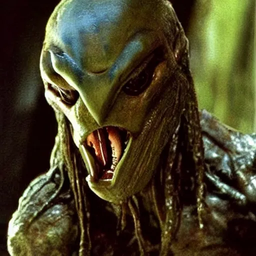 Image similar to the humanoid alien from the predator movie. realistic.