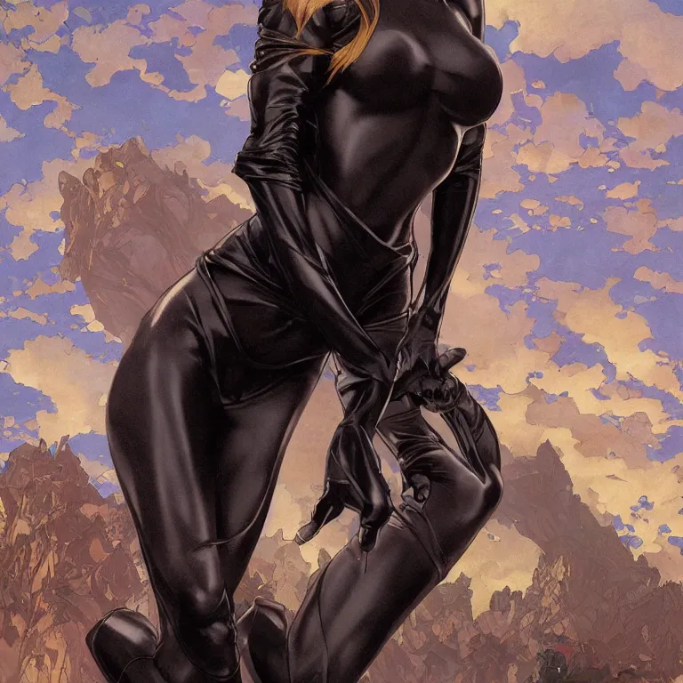 Image similar to Erin Moriarty as Cat Woman, highly detailed, digital painting, artstation, concept art, smooth, sharp focus, illustration, ArtStation, art by artgerm and greg rutkowski and alphonse mucha and J. C. Leyendecker and Edmund Blair Leighton and Katsuhiro Otomo and Geof Darrow and Phil hale and Ashley wood and Ilya repin and Charlie Bowater