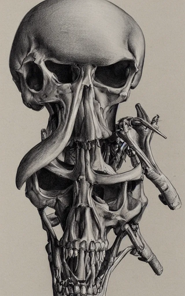 Image similar to portrait of a man with a skeletal beak, anatomical drawing, dynamic composition, dramatic lighting, hyperrealistic, ultra detailed